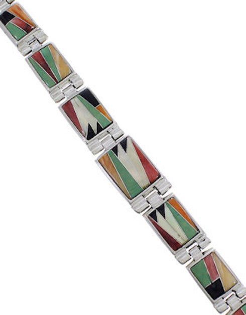 Silver Turquoise Multicolor Whiterock Link Bracelet Jewelry NS39314