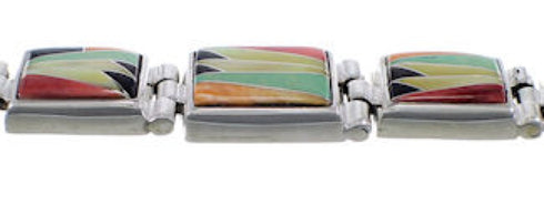 Silver Turquoise Multicolor Whiterock Link Bracelet Jewelry NS39314
