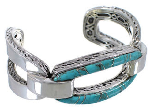 Southwest Turquoise Silver Jewelry Sturdy Cuff Bracelet MX27440