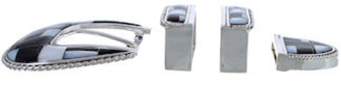 Sterling Silver Mother Of Pearl Black Ranger Belt Buckle RS39341