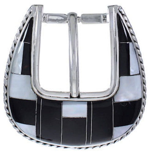 Sterling Silver Mother Of Pearl Black Ranger Belt Buckle RS39341