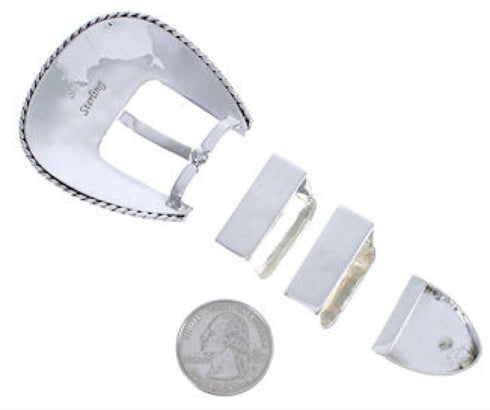 Sterling Silver Mother Of Pearl Black Ranger Belt Buckle RS39341