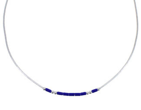 Hand Strung Liquid Silver & Lapis 20" Necklace RX115325