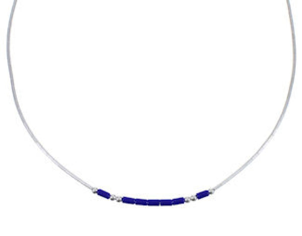 Hand Strung Liquid Silver & Lapis 20" Necklace RX115325
