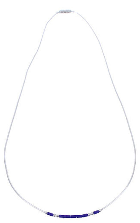 Hand Strung Liquid Silver & Lapis 20" Necklace RX115325