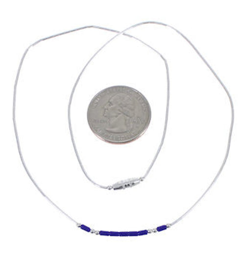 Hand Strung Liquid Silver & Lapis 20" Necklace RX115325