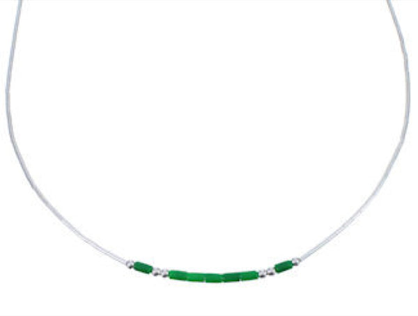 Hand Strung Liquid Silver & Malachite 20" Necklace RX115323