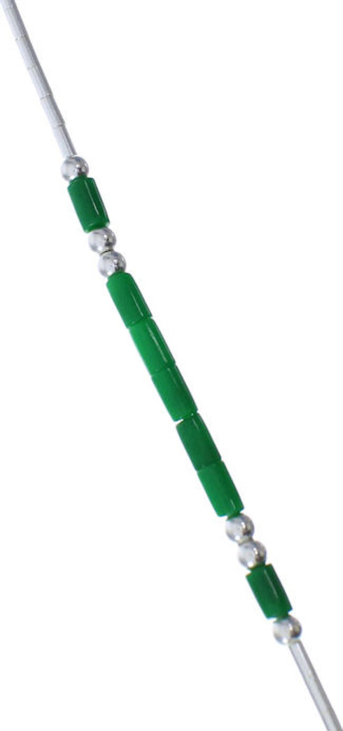 Hand Strung Liquid Silver & Malachite 20" Necklace RX115323
