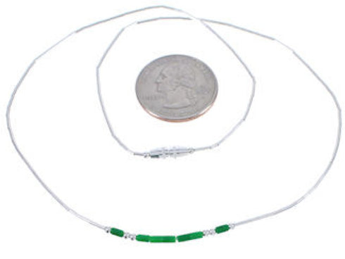 Hand Strung Liquid Silver & Malachite 20" Necklace RX115323