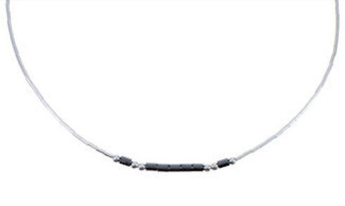 Hand Strung Liquid Silver & Hematite 16" Necklace Jewelry LS37H