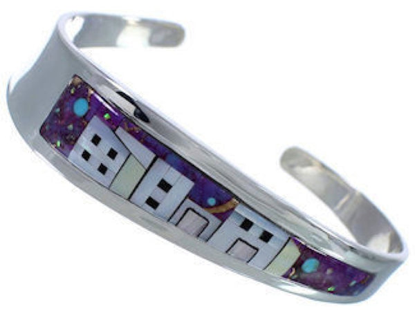 Native American Design Multicolor Sterling Silver Bracelet RS40908