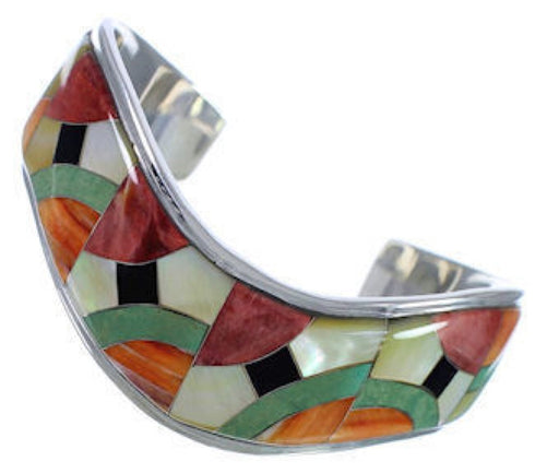 Multicolor Inlay Whiterock Sterling Silver Jewelry Bracelet NS45982
