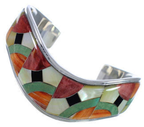 Multicolor Inlay Whiterock Sterling Silver Jewelry Bracelet NS45982