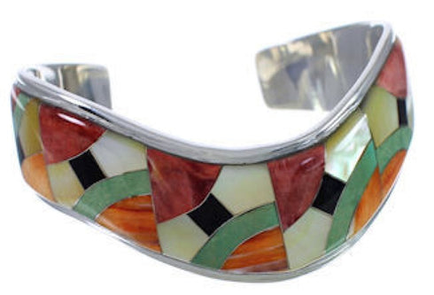 Multicolor Inlay Whiterock Sterling Silver Jewelry Bracelet NS45982