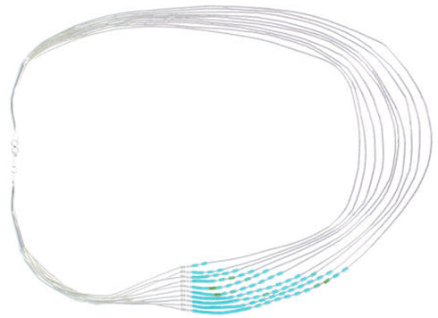 Hand Strung Liquid Silver Green Turquoise Waterfall Necklace LS147GT