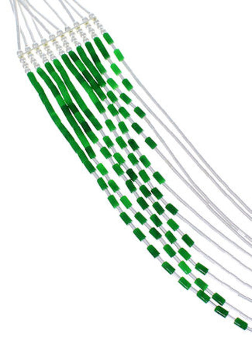 Hand Strung Liquid Sterling Silver Malachite Waterfall Necklace LS147M