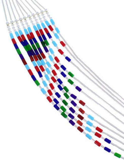 Hand Strung Liquid Silver Multicolor Waterfall Necklace LS147MC