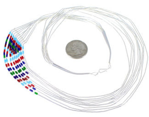 Hand Strung Liquid Silver Multicolor Waterfall Necklace LS147MC