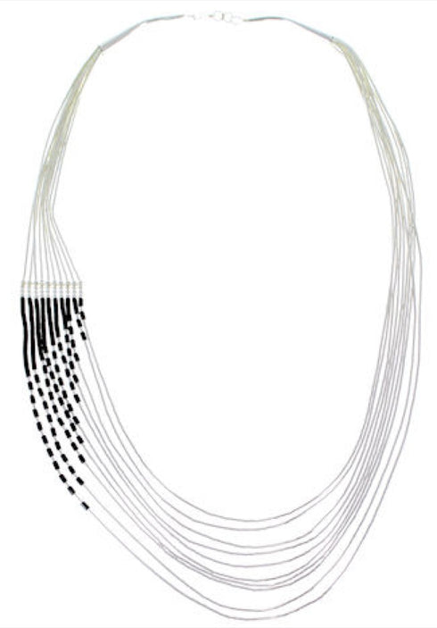Genuine Liquid Sterling Silver & Onyx Necklace LS147O