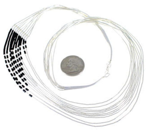 Genuine Liquid Sterling Silver & Onyx Necklace LS147O