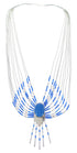 Hand Strung Liquid Silver & Denim Lapis Peacock Necklace PEACOCKD