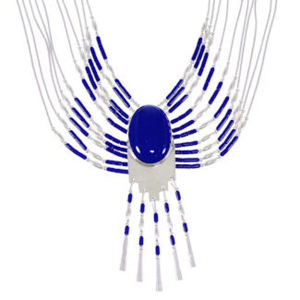 Genuine Liquid Sterling Silver & Lapis Peacock Necklace PEACOCKL
