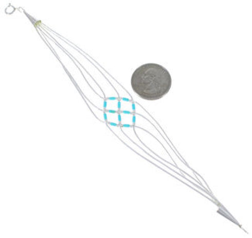 Liquid Silver Green Turquoise Basket Weave Bracelet LS179GT