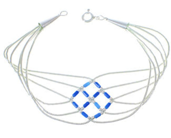 Liquid Silver Denim Lapis Basket Weave Bracelet LS179D