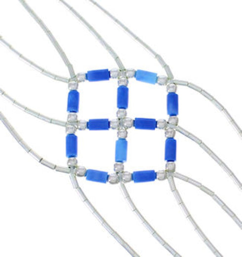 Liquid Silver Denim Lapis Basket Weave Bracelet LS179D
