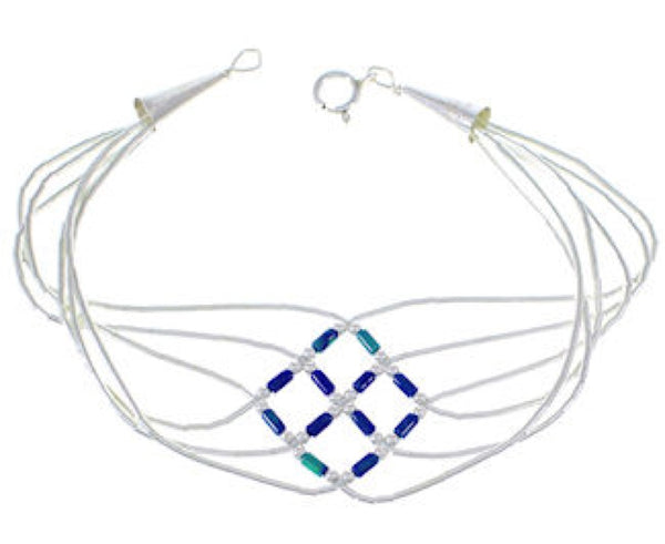 Stunning Liquid Silver And Azurite Basket Weave Bracelet LS179A