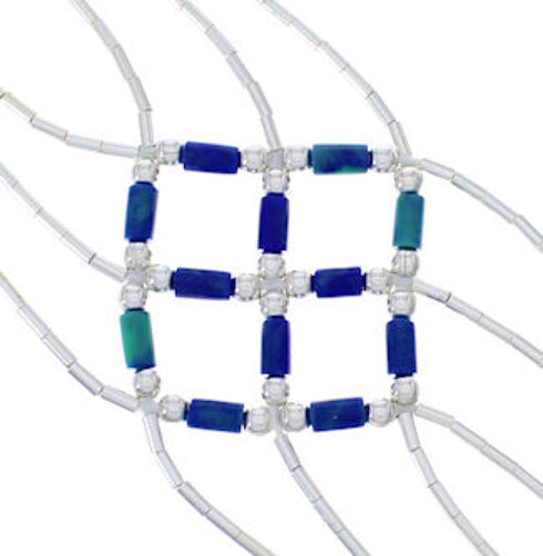 Stunning Liquid Silver And Azurite Basket Weave Bracelet LS179A