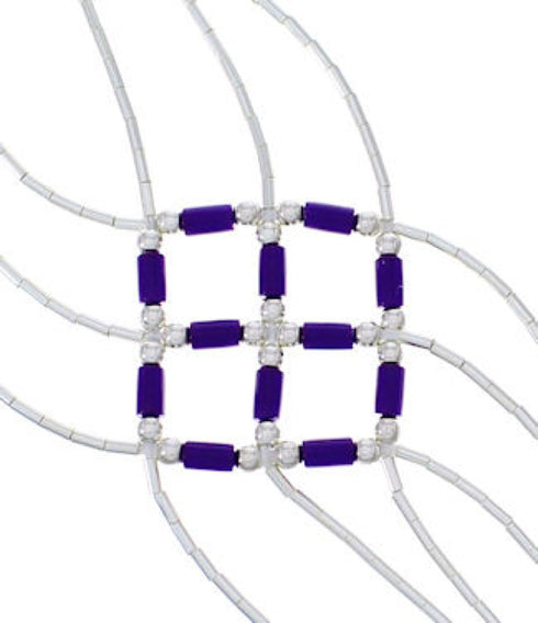 Hand Strung Liquid Silver Sugilite Basket Weave Bracelet LS179S