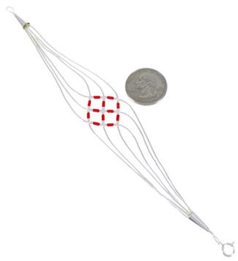 Hand Strung Liquid Sterling Silver Coral Basket Weave Bracelet LS179C