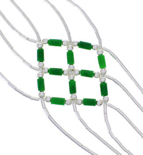 Liquid Sterling Silver Malachite Basket Weave Bracelet LS179M