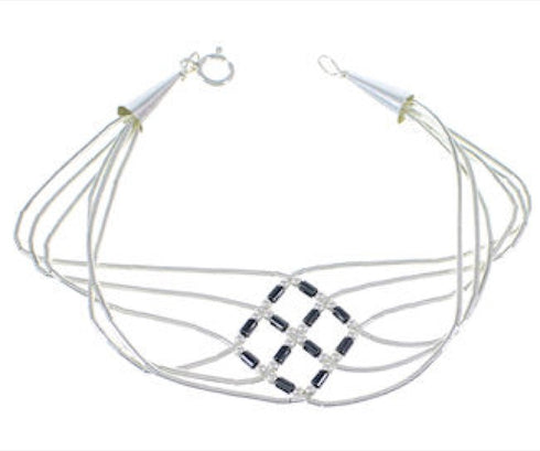 Hematite & Liquid Sterling Silver Basket Weave Bracelet LS179H