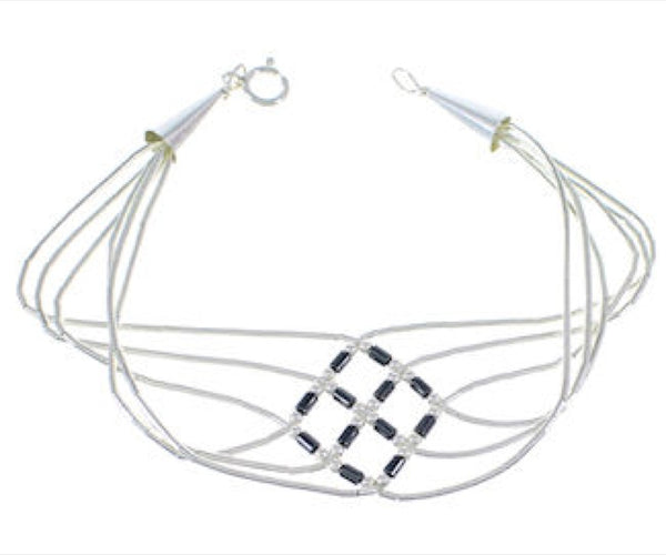 Hematite & Liquid Sterling Silver Basket Weave Bracelet LS179H
