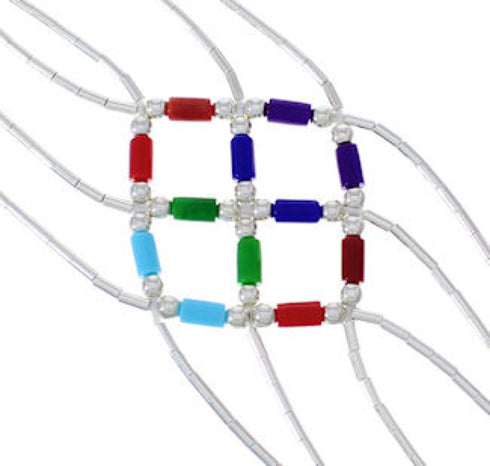 Handstrung Multicolor & Liquid Sterling Silver Bracelet LS179MC