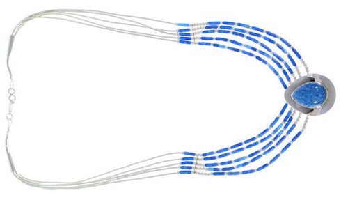 Denim Lapis & Liquid Sterling Silver Tear Drop Necklace JS2945