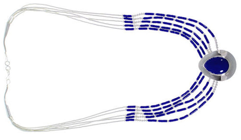 Lapis Liquid Sterling Silver Tear Drop Necklace Jewelry JS2946