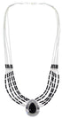 Onyx Liquid Sterling Silver Tear Drop Necklace Jewelry JS2949