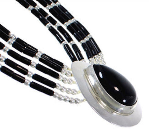 Onyx Liquid Sterling Silver Tear Drop Necklace Jewelry JS2949