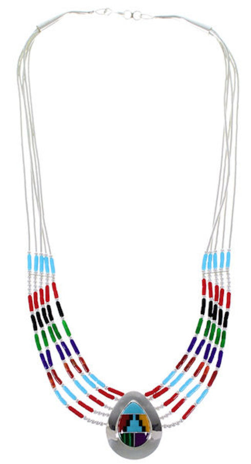 Liquid Sterling Silver & Multicolor Tear Drop Necklace JS2950