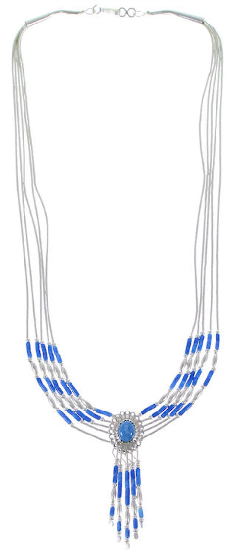 Liquid Silver Denim Lapis Concho Necklace Jewelry V6097