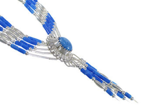 Liquid Silver Denim Lapis Concho Necklace Jewelry V6097