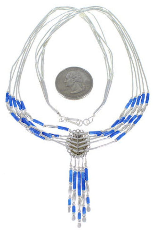 Liquid Silver Denim Lapis Concho Necklace Jewelry V6097