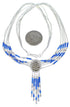 Liquid Silver Denim Lapis Concho Necklace Jewelry V6097