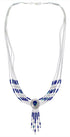 Hand Strung Genuine Liquid Silver Azurite Concho Necklace CN5A