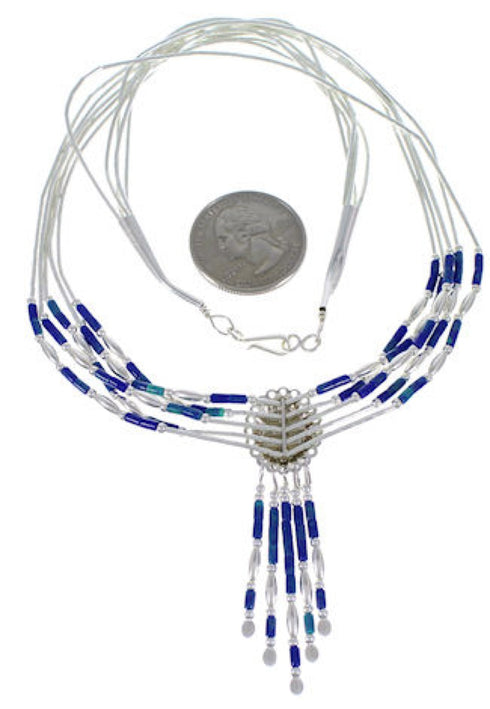 Hand Strung Genuine Liquid Silver Azurite Concho Necklace CN5A