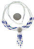 Hand Strung Genuine Liquid Silver Azurite Concho Necklace CN5A