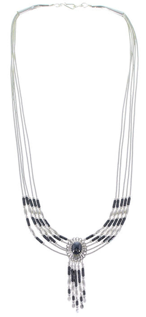 Hand Strung Genuine Liquid Silver Hematite Concho Necklace CN5H